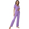 image:imageWiWi Womens Viscose from Bamboo Pajamas Set 2 Piece Soft Top with Long Pants Pjs Sleepwear Lightweight Loungewear Sets SXXLAmedium Purple