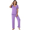 image:imageWiWi Womens Viscose from Bamboo Pajamas Set 2 Piece Soft Top with Long Pants Pjs Sleepwear Lightweight Loungewear Sets SXXLAmedium Purple