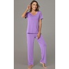 image:imageWiWi Womens Viscose from Bamboo Pajamas Set 2 Piece Soft Top with Long Pants Pjs Sleepwear Lightweight Loungewear Sets SXXLAmedium Purple