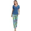 image:imageWiWi Womens Viscose from Bamboo Pajamas Set 2 Piece Soft Top with Long Pants Pjs Sleepwear Lightweight Loungewear Sets SXXLAprussian Bluedatura