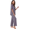 image:imageWiWi Womens Viscose from Bamboo Pajamas Set 2 Piece Soft Top with Long Pants Pjs Sleepwear Lightweight Loungewear Sets SXXLBdark Grey