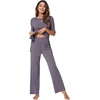 image:imageWiWi Womens Viscose from Bamboo Pajamas Set 2 Piece Soft Top with Long Pants Pjs Sleepwear Lightweight Loungewear Sets SXXLBdark Grey