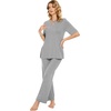 image:imageWiWi Womens Viscose from Bamboo Pajamas Set 2 Piece Soft Top with Long Pants Pjs Sleepwear Lightweight Loungewear Sets SXXLBheather Grey