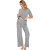 image:imageWiWi Womens Viscose from Bamboo Pajamas Set 2 Piece Soft Top with Long Pants Pjs Sleepwear Lightweight Loungewear Sets SXXLBheather Grey