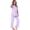 image:imageWiWi Womens Viscose from Bamboo Pajamas Set 2 Piece Soft Top with Long Pants Pjs Sleepwear Lightweight Loungewear Sets SXXLBtaro Purple