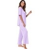 image:imageWiWi Womens Viscose from Bamboo Pajamas Set 2 Piece Soft Top with Long Pants Pjs Sleepwear Lightweight Loungewear Sets SXXLBtaro Purple
