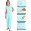 image:imageWiWi Womens Viscose from Bamboo Pajamas Set Short Sleeve Pajama Sets with Pants Super Soft Cooling Pjs with Pockets SXXLAqua