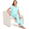 image:imageWiWi Womens Viscose from Bamboo Pajamas Set Short Sleeve Pajama Sets with Pants Super Soft Cooling Pjs with Pockets SXXLAqua