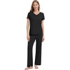 image:imageWiWi Womens Viscose from Bamboo Pajamas Set Short Sleeve Pajama Sets with Pants Super Soft Cooling Pjs with Pockets SXXLBlack