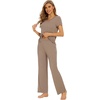 image:imageWiWi Womens Viscose from Bamboo Pajamas Set Short Sleeve Pajama Sets with Pants Super Soft Cooling Pjs with Pockets SXXLCamel