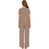image:imageWiWi Womens Viscose from Bamboo Pajamas Set Short Sleeve Pajama Sets with Pants Super Soft Cooling Pjs with Pockets SXXLCamel