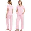 image:imageWiWi Womens Viscose from Bamboo Pajamas Set Short Sleeve Pajama Sets with Pants Super Soft Cooling Pjs with Pockets SXXLPink