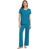 image:imageWiWi Womens Viscose from Bamboo Pajamas Set Short Sleeve Pajama Sets with Pants Super Soft Cooling Pjs with Pockets SXXLTeal Blue