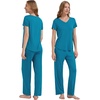 image:imageWiWi Womens Viscose from Bamboo Pajamas Set Short Sleeve Pajama Sets with Pants Super Soft Cooling Pjs with Pockets SXXLTeal Blue