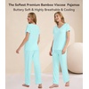 image:imageWiWi Womens Viscose from Bamboo Pajamas Set Short Sleeve Top with Pants Pjs Soft V Neck Sleepwear Lightweight Loungewear S3XAaqua