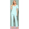 image:imageWiWi Womens Viscose from Bamboo Pajamas Set Short Sleeve Top with Pants Pjs Soft V Neck Sleepwear Lightweight Loungewear S3XAaqua
