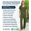 image:imageWiWi Womens Viscose from Bamboo Pajamas Set Short Sleeve Top with Pants Pjs Soft V Neck Sleepwear Lightweight Loungewear S3XAarmy Green