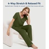 image:imageWiWi Womens Viscose from Bamboo Pajamas Set Short Sleeve Top with Pants Pjs Soft V Neck Sleepwear Lightweight Loungewear S3XAarmy Green