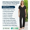 image:imageWiWi Womens Viscose from Bamboo Pajamas Set Short Sleeve Top with Pants Pjs Soft V Neck Sleepwear Lightweight Loungewear S3XAblack