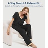 image:imageWiWi Womens Viscose from Bamboo Pajamas Set Short Sleeve Top with Pants Pjs Soft V Neck Sleepwear Lightweight Loungewear S3XAblack