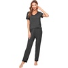 image:imageWiWi Womens Viscose from Bamboo Pajamas Set Short Sleeve Top with Pants Pjs Soft V Neck Sleepwear Lightweight Loungewear S3XAcharcoal Heather