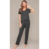 image:imageWiWi Womens Viscose from Bamboo Pajamas Set Short Sleeve Top with Pants Pjs Soft V Neck Sleepwear Lightweight Loungewear S3XAcharcoal Heather