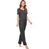 image:imageWiWi Womens Viscose from Bamboo Pajamas Set Short Sleeve Top with Pants Pjs Soft V Neck Sleepwear Lightweight Loungewear S3XAcharcoal Heather