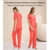 image:imageWiWi Womens Viscose from Bamboo Pajamas Set Short Sleeve Top with Pants Pjs Soft V Neck Sleepwear Lightweight Loungewear S3XAcoral