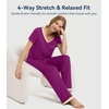 image:imageWiWi Womens Viscose from Bamboo Pajamas Set Short Sleeve Top with Pants Pjs Soft V Neck Sleepwear Lightweight Loungewear S3XAdark Reddish Purple