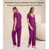 image:imageWiWi Womens Viscose from Bamboo Pajamas Set Short Sleeve Top with Pants Pjs Soft V Neck Sleepwear Lightweight Loungewear S3XAdark Reddish Purple