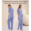 image:imageWiWi Womens Viscose from Bamboo Pajamas Set Short Sleeve Top with Pants Pjs Soft V Neck Sleepwear Lightweight Loungewear S3XAfog Blue
