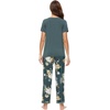 image:imageWiWi Womens Viscose from Bamboo Pajamas Set Short Sleeve Top with Pants Pjs Soft V Neck Sleepwear Lightweight Loungewear S3XAgreenFloral