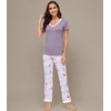 image:imageWiWi Womens Viscose from Bamboo Pajamas Set Short Sleeve Top with Pants Pjs Soft V Neck Sleepwear Lightweight Loungewear S3XAgreyPeony