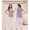 image:imageWiWi Womens Viscose from Bamboo Pajamas Set Short Sleeve Top with Pants Pjs Soft V Neck Sleepwear Lightweight Loungewear S3XAgreyPeony