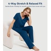 image:imageWiWi Womens Viscose from Bamboo Pajamas Set Short Sleeve Top with Pants Pjs Soft V Neck Sleepwear Lightweight Loungewear S3XAink Blue