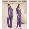 image:imageWiWi Womens Viscose from Bamboo Pajamas Set Short Sleeve Top with Pants Pjs Soft V Neck Sleepwear Lightweight Loungewear S3XAlavender