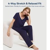 image:imageWiWi Womens Viscose from Bamboo Pajamas Set Short Sleeve Top with Pants Pjs Soft V Neck Sleepwear Lightweight Loungewear S3XAnavy