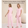 image:imageWiWi Womens Viscose from Bamboo Pajamas Set Short Sleeve Top with Pants Pjs Soft V Neck Sleepwear Lightweight Loungewear S3XApink