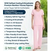 image:imageWiWi Womens Viscose from Bamboo Pajamas Set Short Sleeve Top with Pants Pjs Soft V Neck Sleepwear Lightweight Loungewear S3XApink