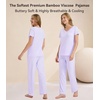 image:imageWiWi Womens Viscose from Bamboo Pajamas Set Short Sleeve Top with Pants Pjs Soft V Neck Sleepwear Lightweight Loungewear S3XAtaro Purple