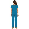 image:imageWiWi Womens Viscose from Bamboo Pajamas Set Short Sleeve Top with Pants Pjs Soft V Neck Sleepwear Lightweight Loungewear S3XAteal Blue