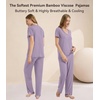 image:imageWiWi Womens Viscose from Bamboo Pajamas Set Short Sleeve Top with Pants Pjs Soft V Neck Sleepwear Lightweight Loungewear S3XAviolet
