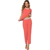 image:imageWiWi Womens Viscose from Bamboo Pajamas Set Short Sleeve Top with Pants Pjs Soft V Neck Sleepwear Lightweight Loungewear S3XBcoral
