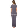 image:imageWiWi Womens Viscose from Bamboo Pajamas Set Short Sleeve Top with Pants Pjs Soft V Neck Sleepwear Lightweight Loungewear S3XBdark Grey