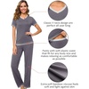 image:imageWiWi Womens Viscose from Bamboo Pajamas Set Short Sleeve Top with Pants Pjs Soft V Neck Sleepwear Lightweight Loungewear S3XBdark Grey