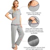 image:imageWiWi Womens Viscose from Bamboo Pajamas Set Short Sleeve Top with Pants Pjs Soft V Neck Sleepwear Lightweight Loungewear S3XBheather Grey