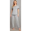 image:imageWiWi Womens Viscose from Bamboo Pajamas Set Short Sleeve Top with Pants Pjs Soft V Neck Sleepwear Lightweight Loungewear S3XBheather Grey