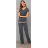 image:imageWiWi Womens Viscose from Bamboo Pajamas Set Short Sleeve Top with Pants Pjs Soft V Neck Sleepwear Lightweight Loungewear S3XBiron Grey