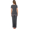 image:imageWiWi Womens Viscose from Bamboo Pajamas Set Short Sleeve Top with Pants Pjs Soft V Neck Sleepwear Lightweight Loungewear S3XBiron Grey