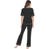 image:imageWiWi Womens Viscose from Bamboo Pajamas Set Short Sleeve Top with Pants Pjs Soft V Neck Sleepwear Lightweight Loungewear S3XCblack